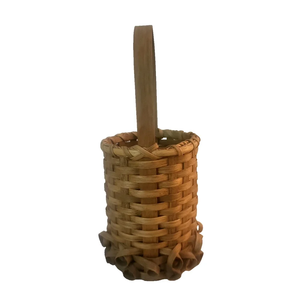 Wicker Curly Q VTG Basket Porcupine Round Basket Decor 5.5